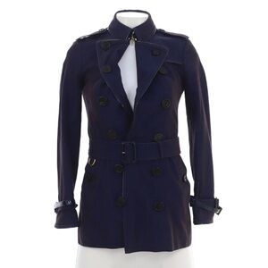Women's Navy Double-Breasted Trench Coat